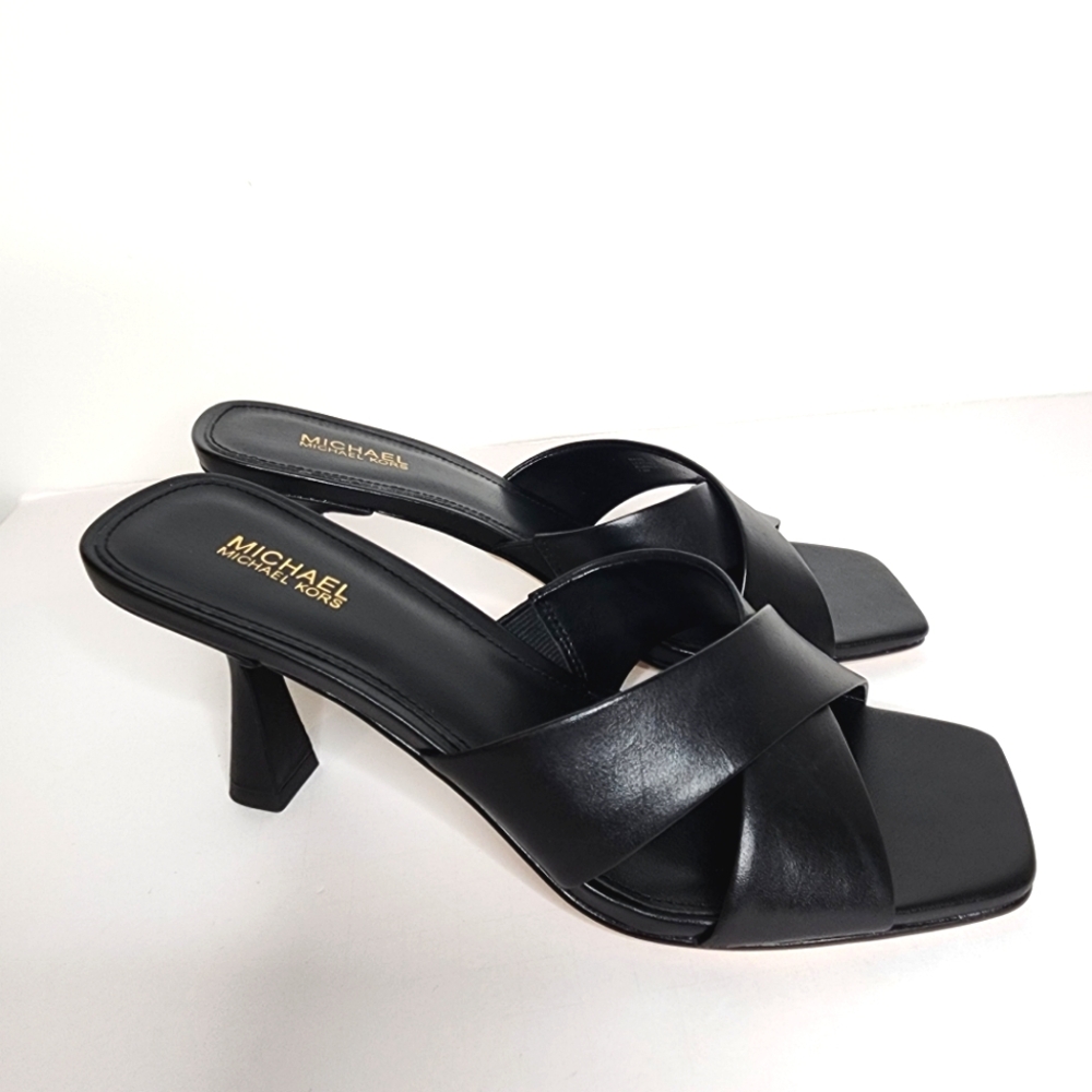 Michael Kors Clara Womens Slip-on Leather Mule in Black Size 6.5